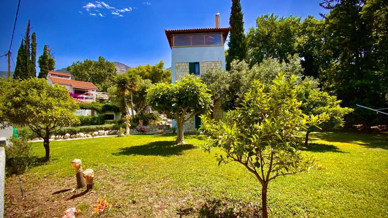 Willa Steinturm Mit Dach-Terrasse Zwischen Fluss, Meer Und Gebirge- Spiti Pirgos Paralia Sergoulas Zewnętrze zdjęcie